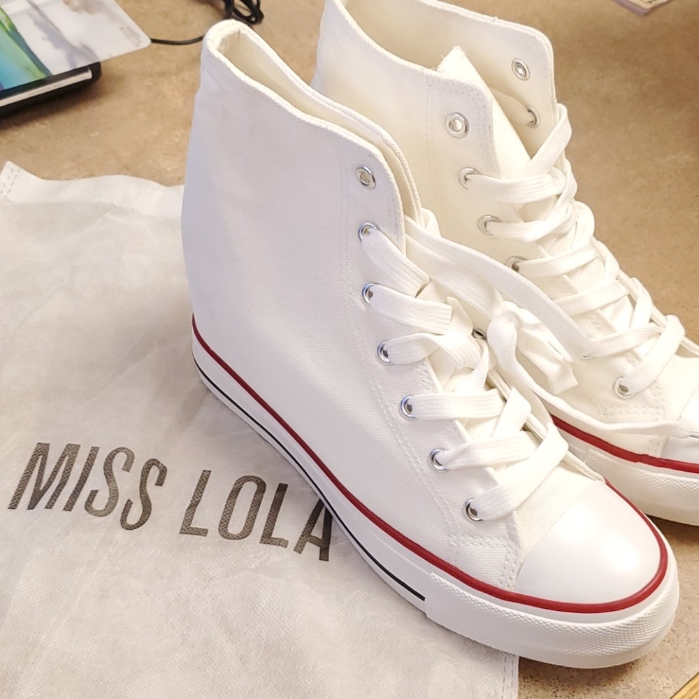 White wedge sneakers